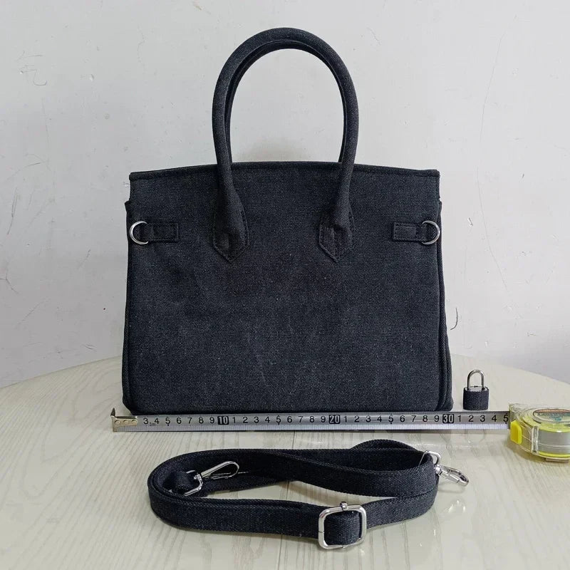 Ins Famous Fashion Women Bags Canvas Patchwork Embroidery