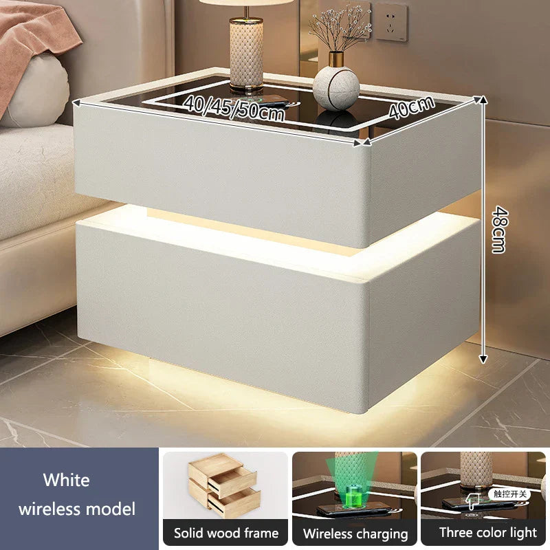 Intelligent Bedside Table With Light Bedroom Full Solid