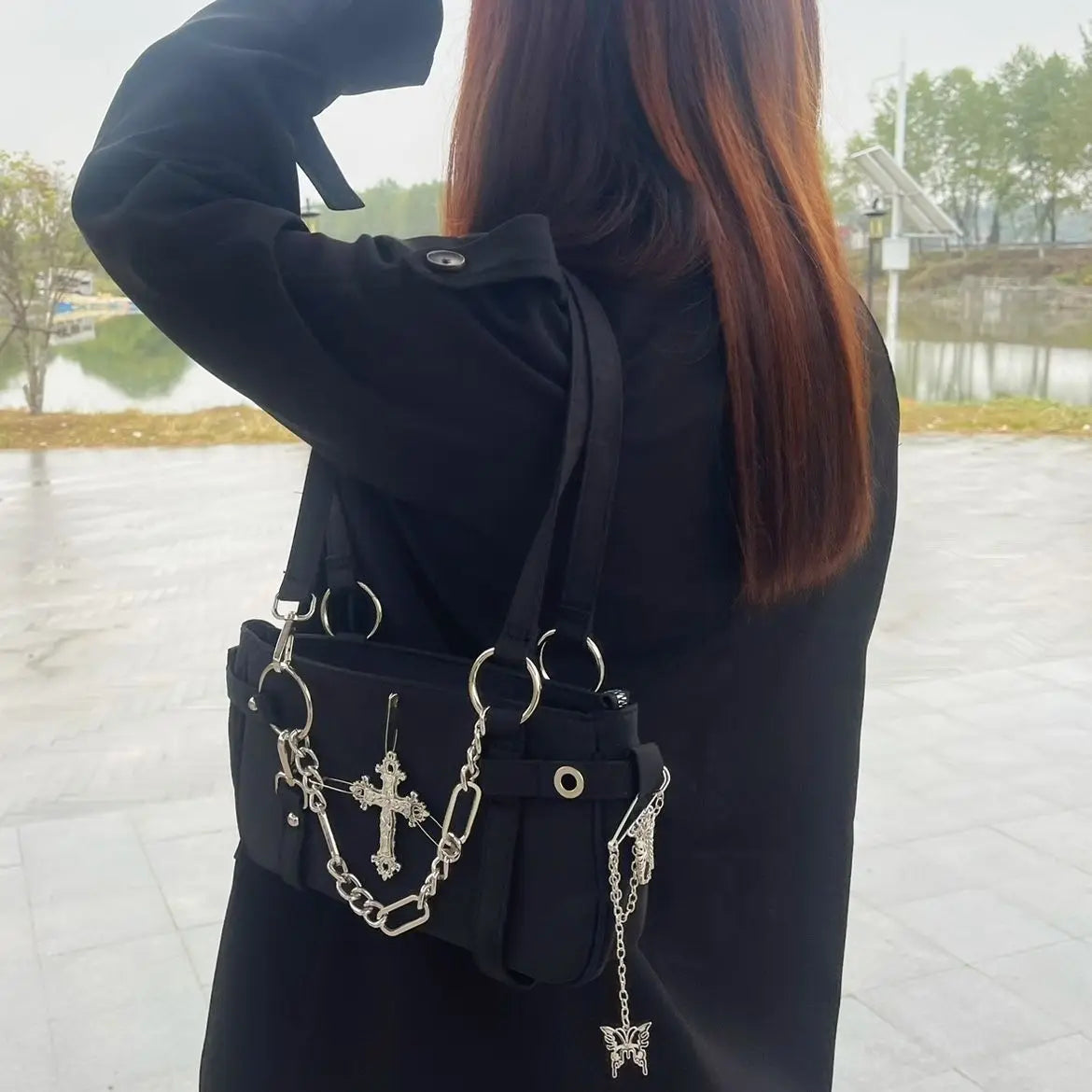 JIAERDI Gothic Cross Y2k Bag Women Vintage Grunge