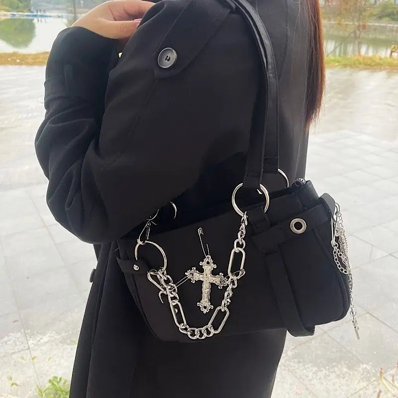 JIAERDI Gothic Cross Y2k Bag Women Vintage Grunge