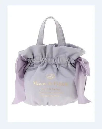 Japanese Style New Double-Sided Drawstring Bags Sweet Cute Girl Ladies Satin Bow Crossbody Shoulder Portable Handbag