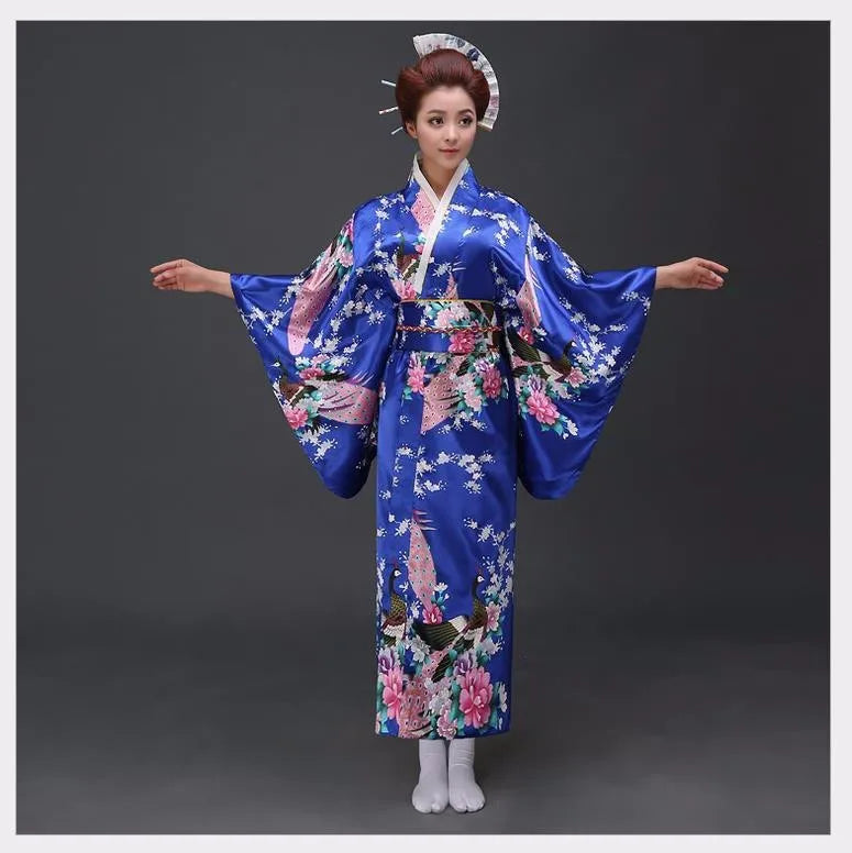 Japanese Traditional Yukata Kimono With Obi Vintage Women