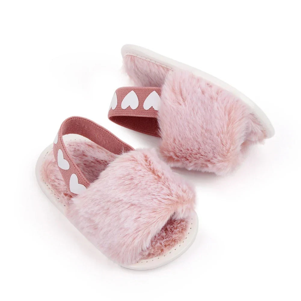Jlong Autumn Plush Slide Sandal Baby Girls Heart