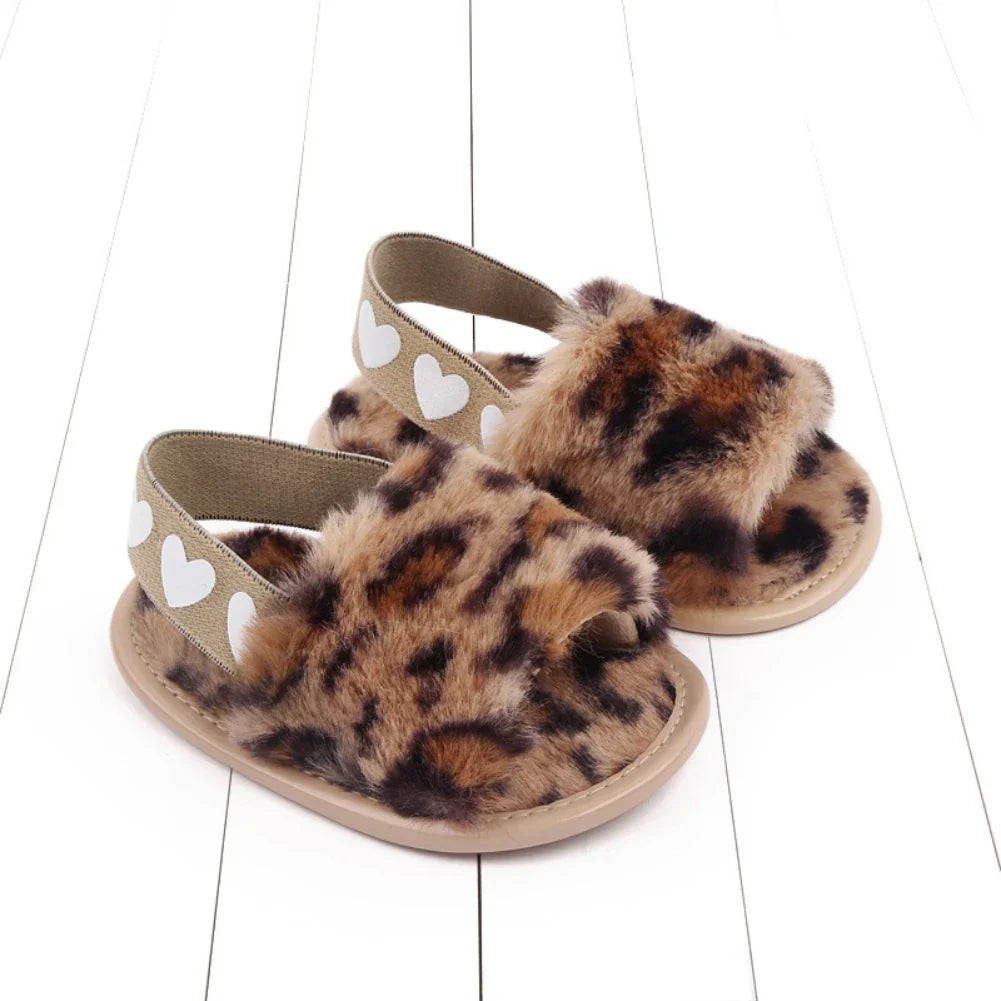 Jlong Autumn Plush Slide Sandal Baby Girls Heart