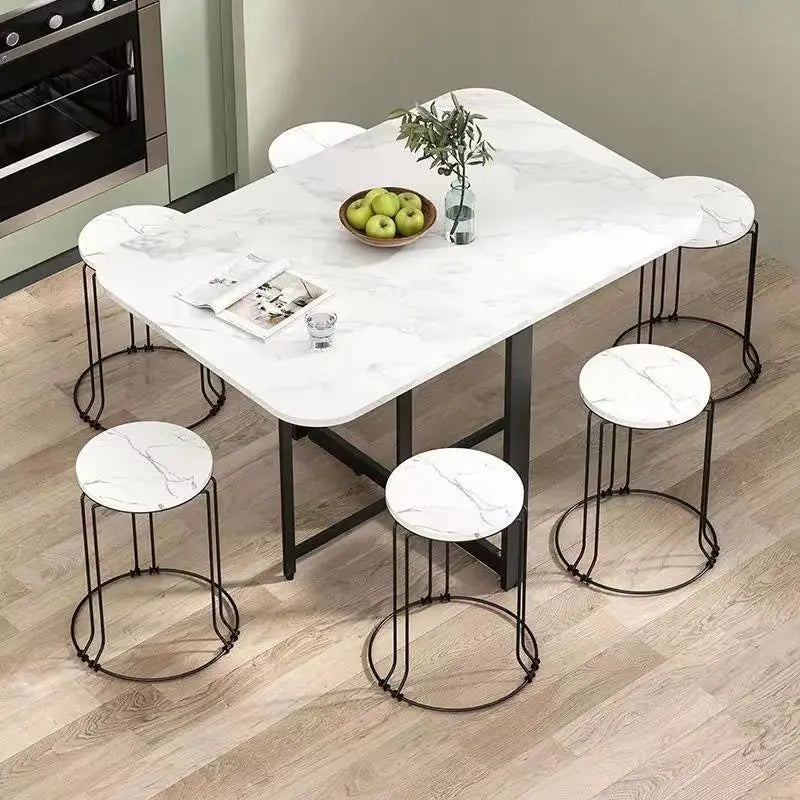 Joylove Folding Dining Table Home Imitation Rock Board
