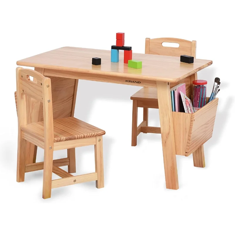KRAND Kids Solid Wood Table and 2 Chair