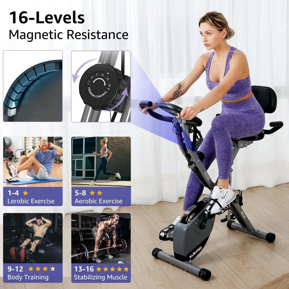 KURONO Stationary Exercise Bike for Home Workout, 4