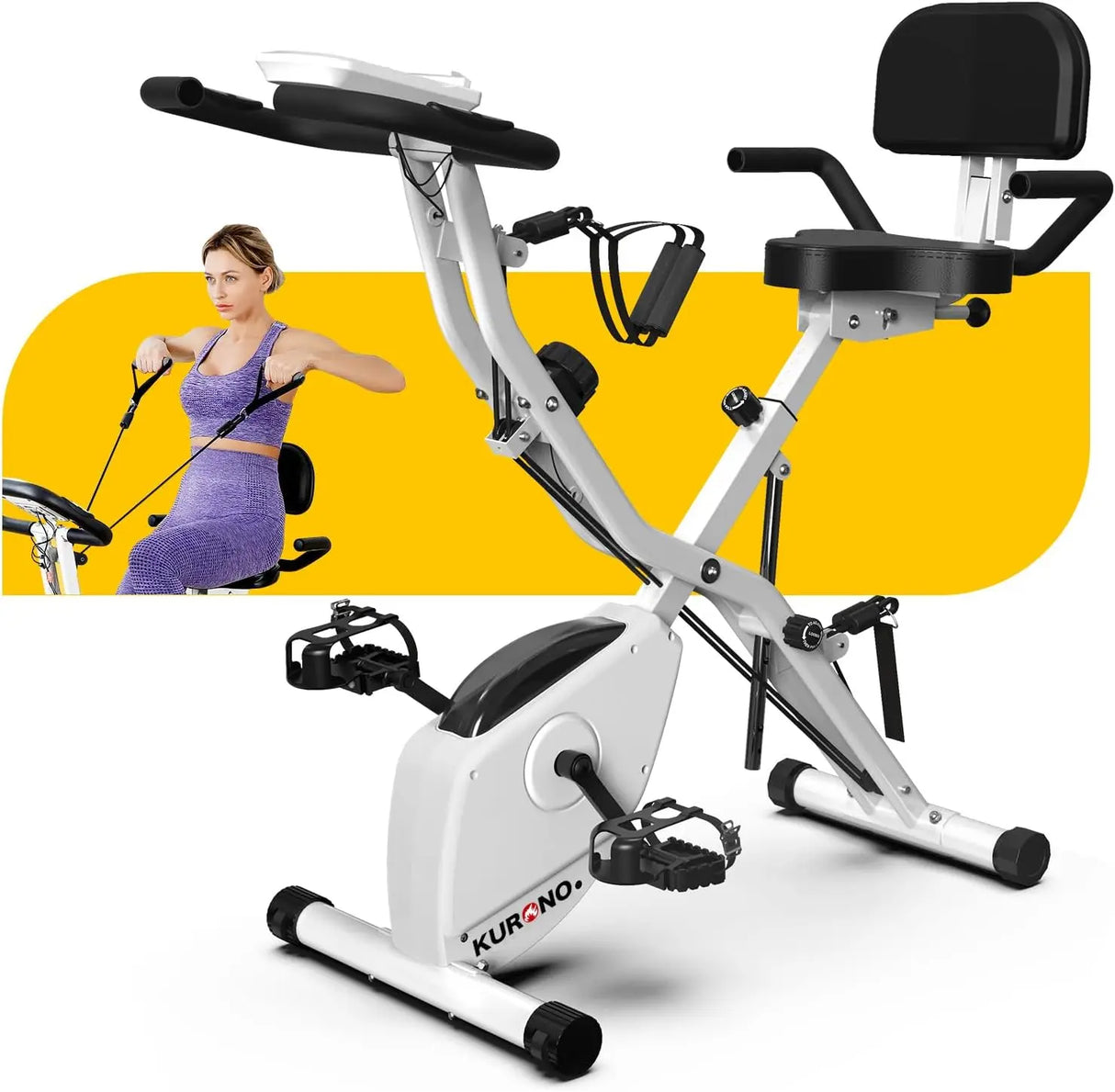 KURONO Stationary Exercise Bike for Home Workout, 4
