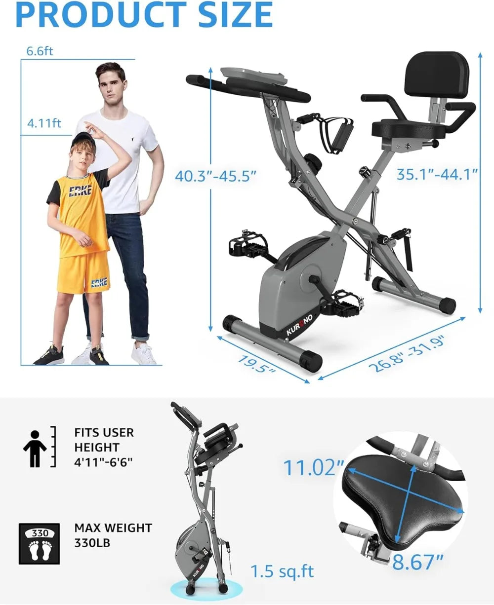 KURONO Stationary Exercise Bike for Home Workout, 4