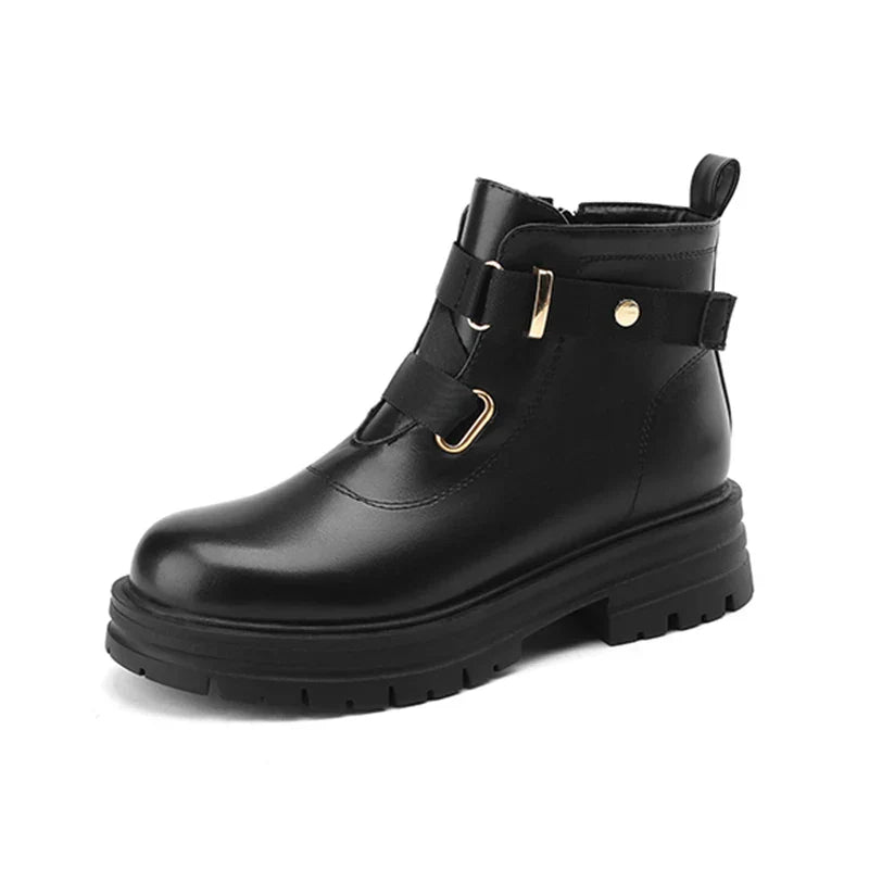 Kcenid Women`s Boots Round Toe Belt Buckle Fashion