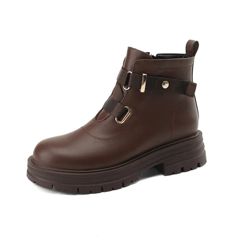 Kcenid Women`s Boots Round Toe Belt Buckle Fashion