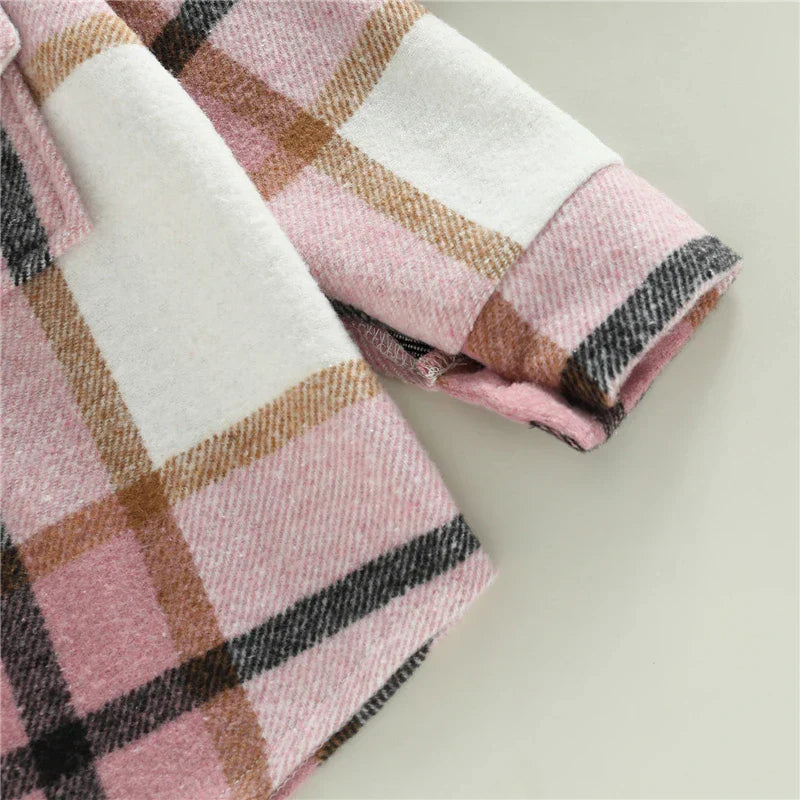 Kid Baby Boy Girl Cotton Plaid Shirt Jacket