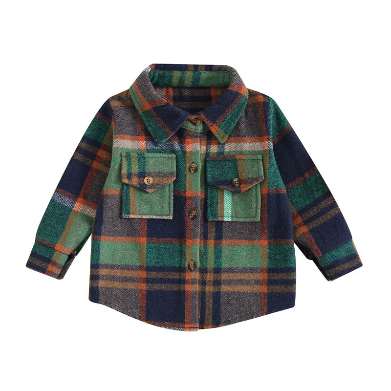 Kid Baby Boy Girl Cotton Plaid Shirt Jacket