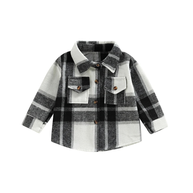 Kid Baby Boy Girl Cotton Plaid Shirt Jacket