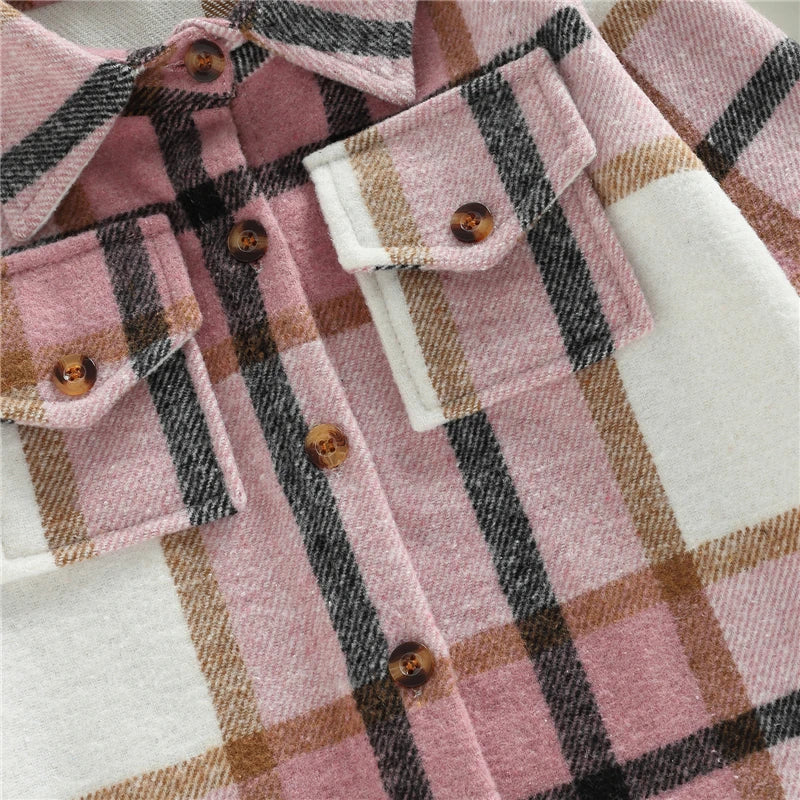 Kid Baby Boy Girl Cotton Plaid Shirt Jacket