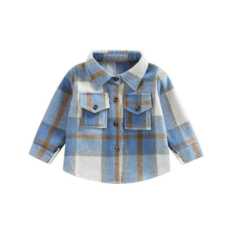 Kid Baby Boy Girl Cotton Plaid Shirt Jacket