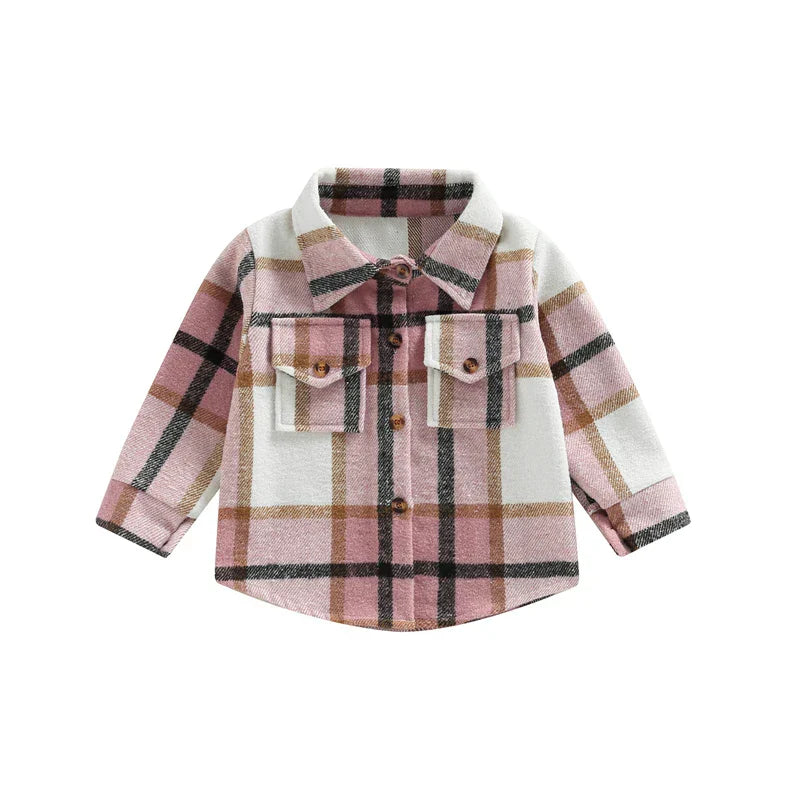 Kid Baby Boy Girl Cotton Plaid Shirt Jacket