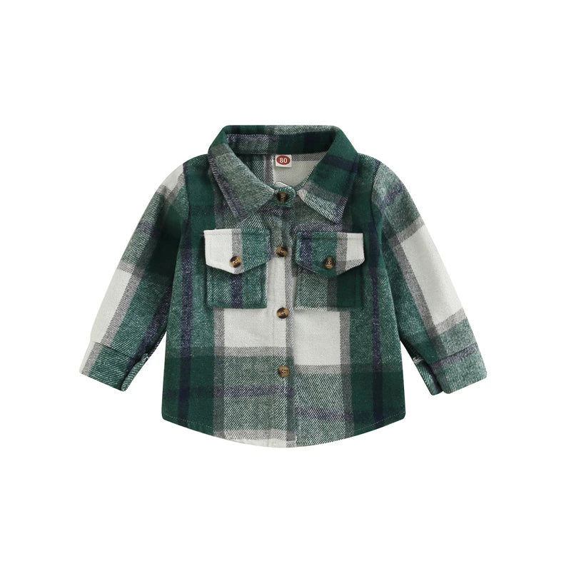 Kid Baby Boy Girl Cotton Plaid Shirt Jacket
