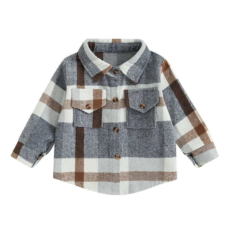 Kid Baby Boy Girl Cotton Plaid Shirt Jacket