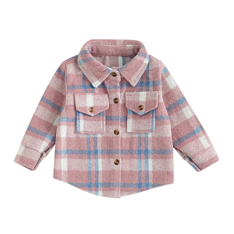 Kid Baby Boy Girl Cotton Plaid Shirt Jacket