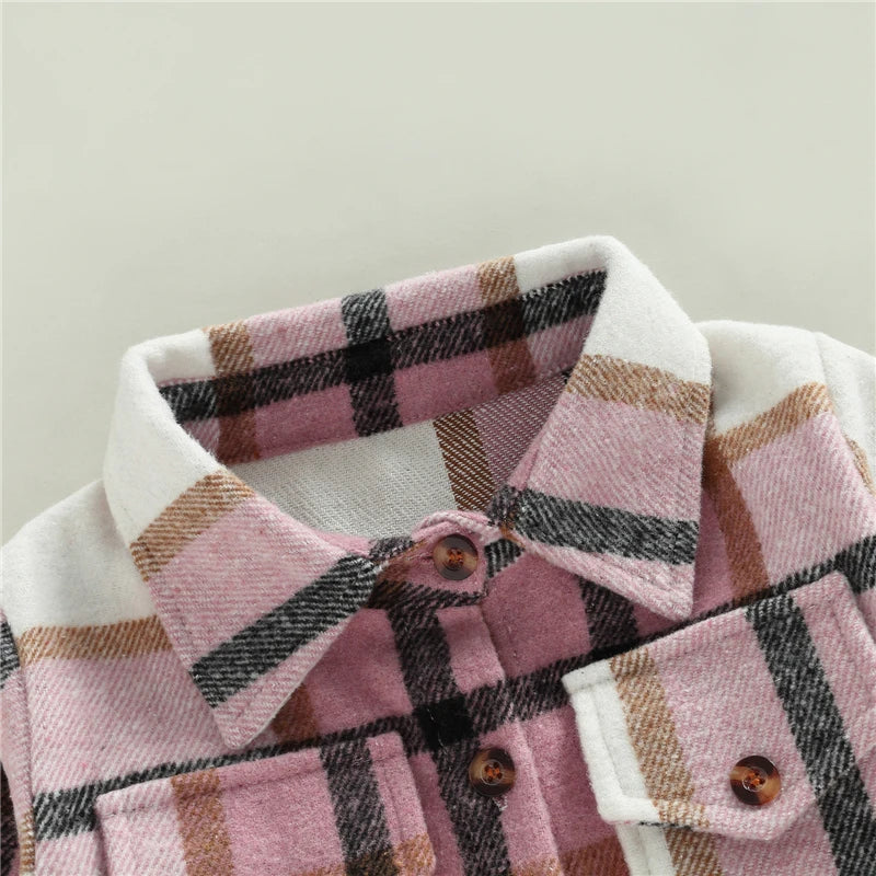 Kid Baby Boy Girl Cotton Plaid Shirt Jacket