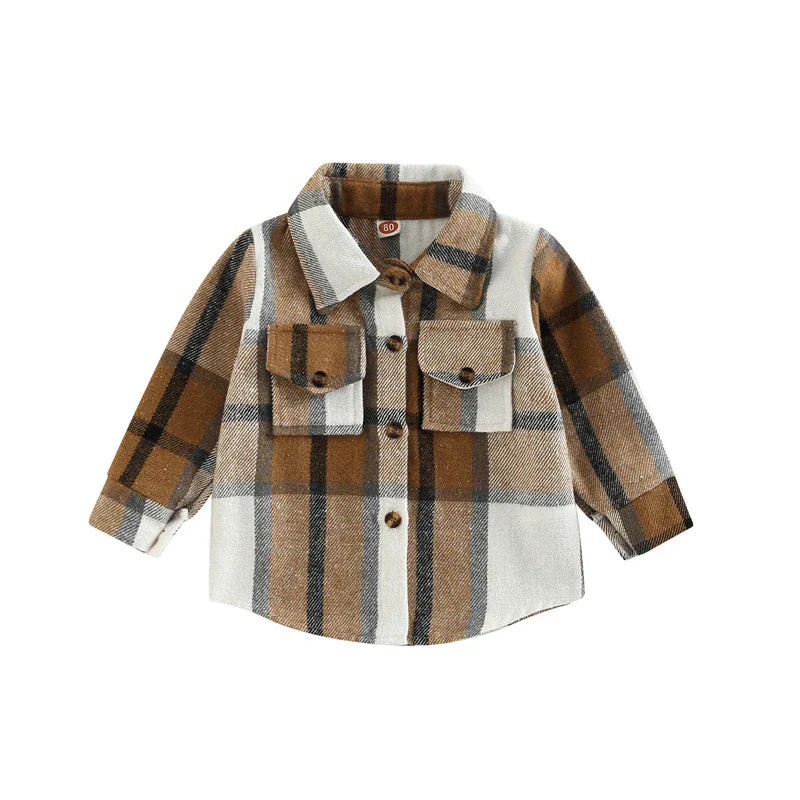 Kid Baby Boy Girl Cotton Plaid Shirt Jacket