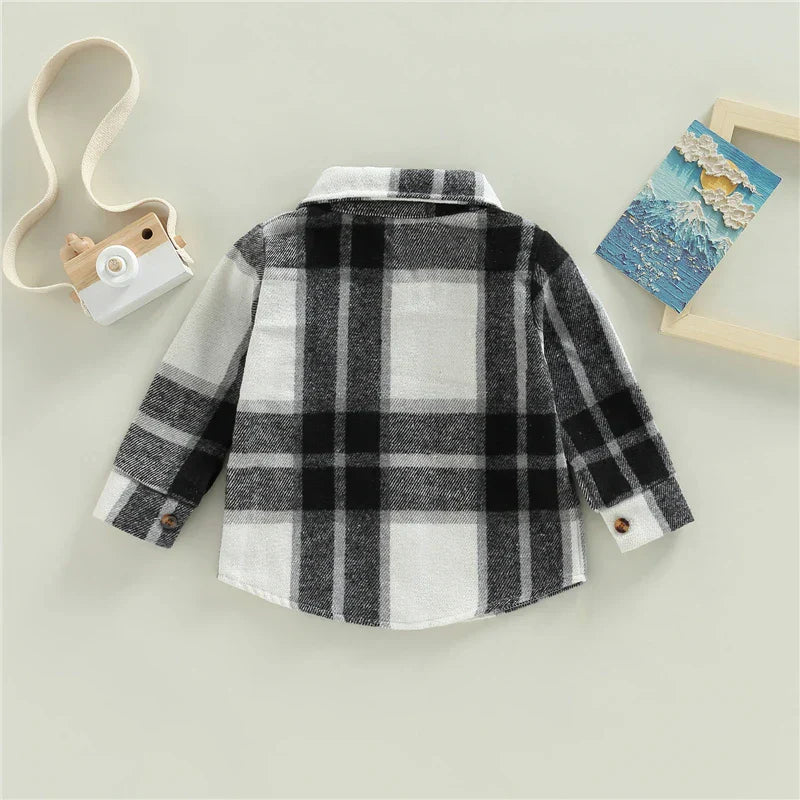 Kid Baby Boy Girl Cotton Plaid Shirt Jacket