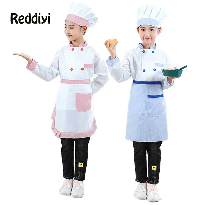 Kid Costume for Chef Uniform Jacket Hat Aprone