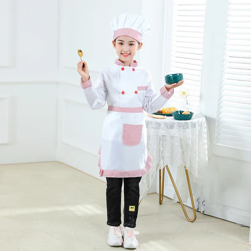 Kid Costume for Chef Uniform Jacket Hat Aprone