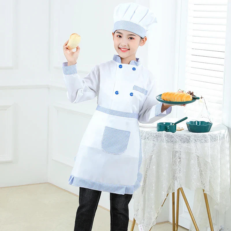 Kid Costume for Chef Uniform Jacket Hat Aprone