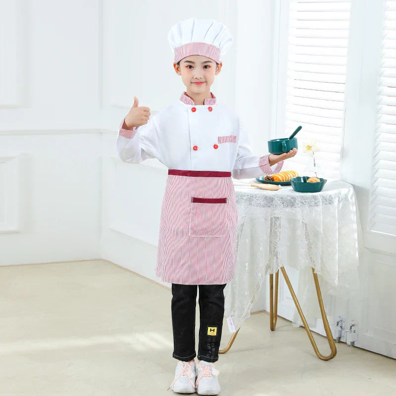Kid Costume for Chef Uniform Jacket Hat Aprone