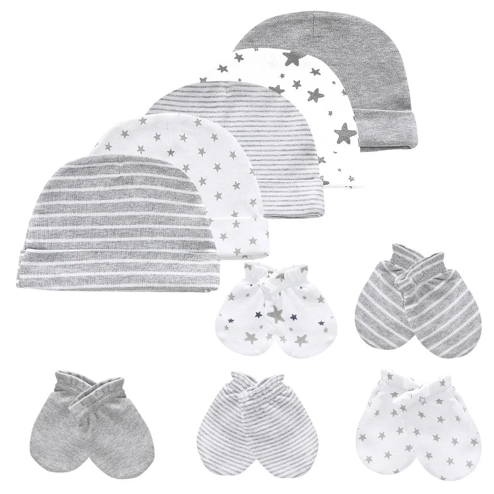 Kiddiezoom 10Pcs/lot Newborn Cap+Gloves Set Baby Boy Clothes