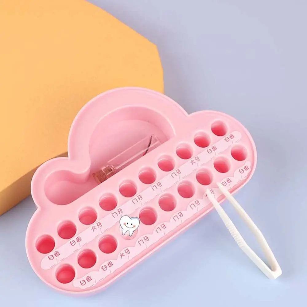 Kids Chinese Text Tooth Storage Holder Cloud Shaped