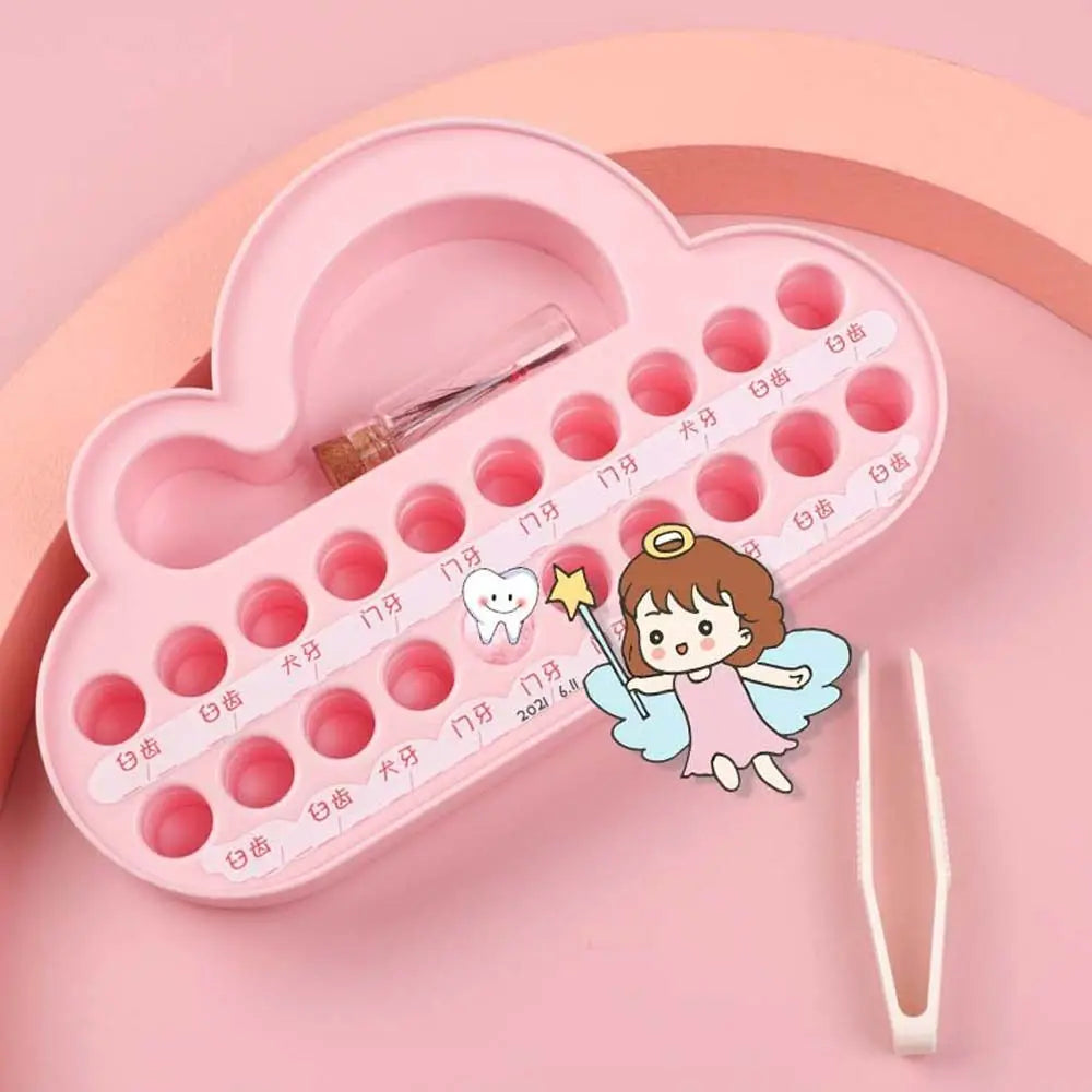Kids Chinese Text Tooth Storage Holder Cloud Shaped