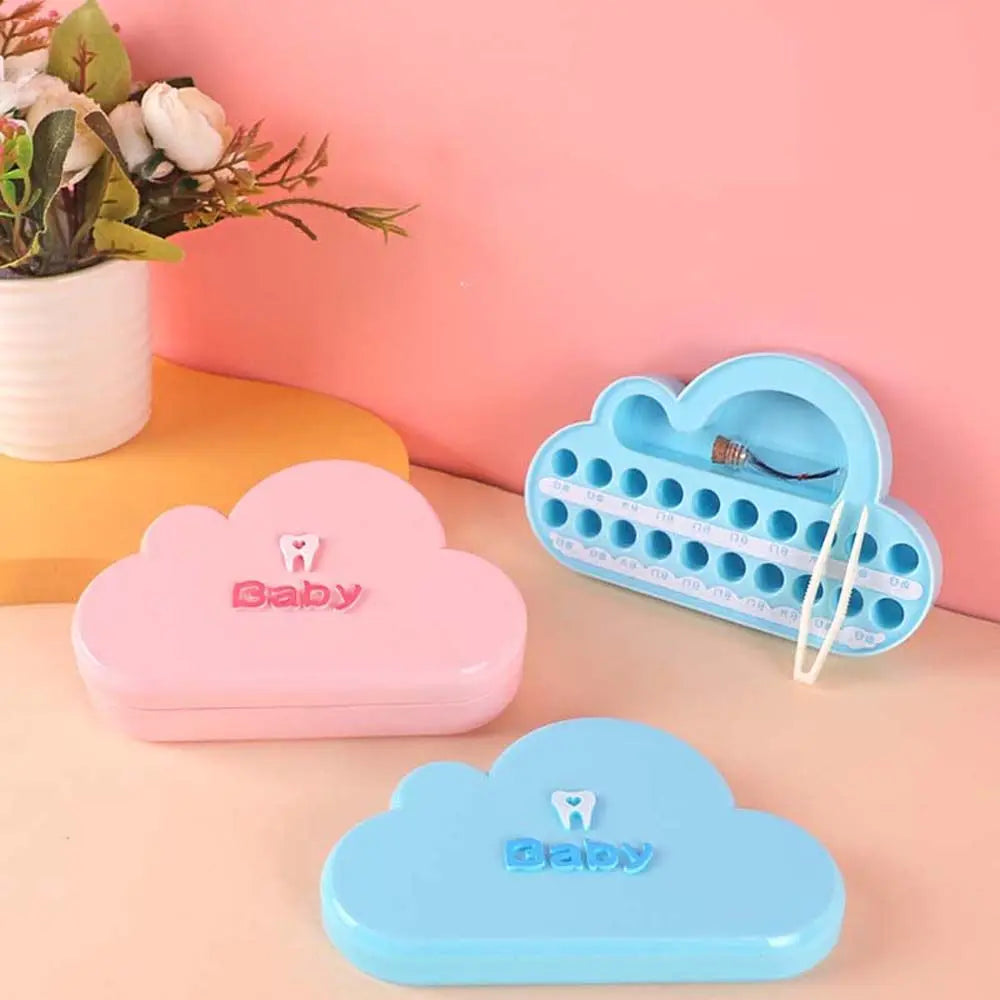 Kids Chinese Text Tooth Storage Holder Cloud Shaped