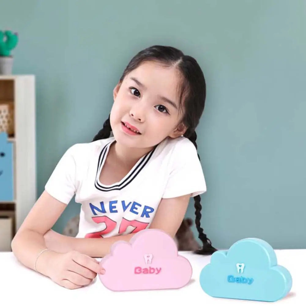 Kids Chinese Text Tooth Storage Holder Cloud Shaped
