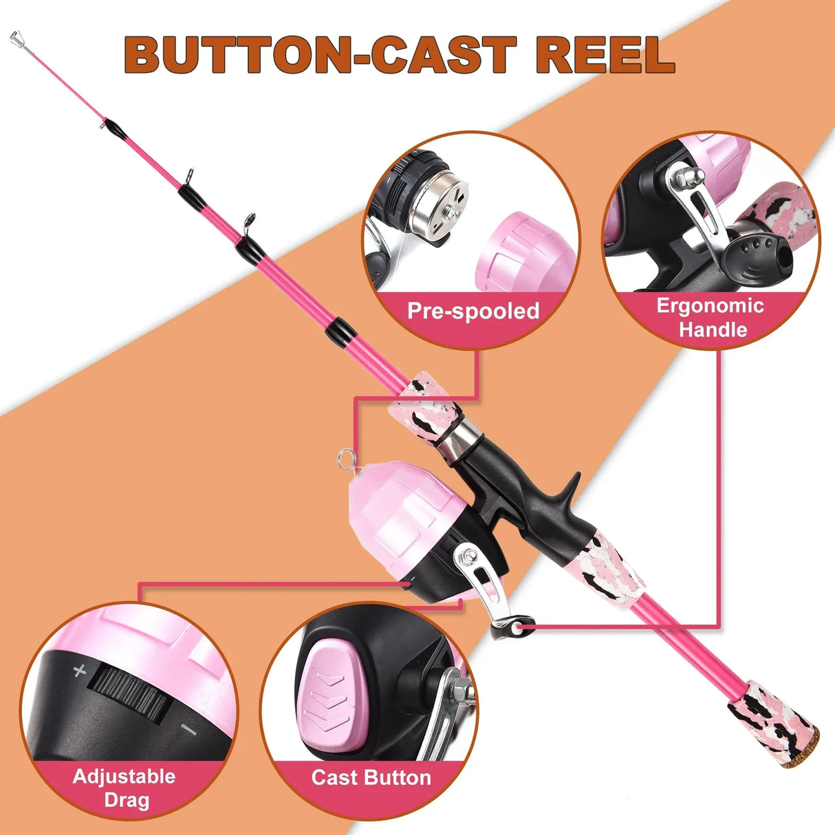 Kids Fishing Rod and Reel Combo Full Kit