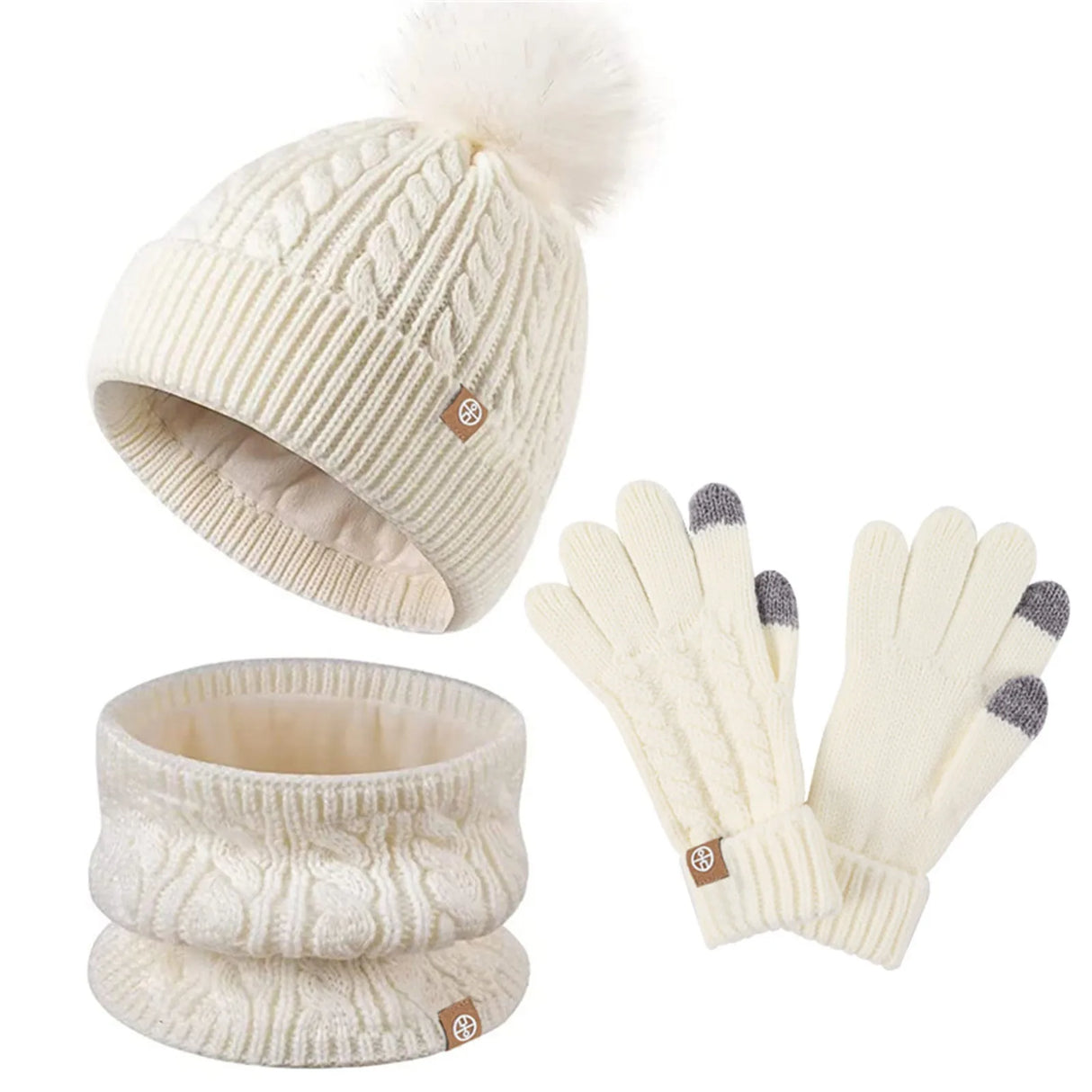 Kids Warm Hats Winter Hat Gloves Scarf Set