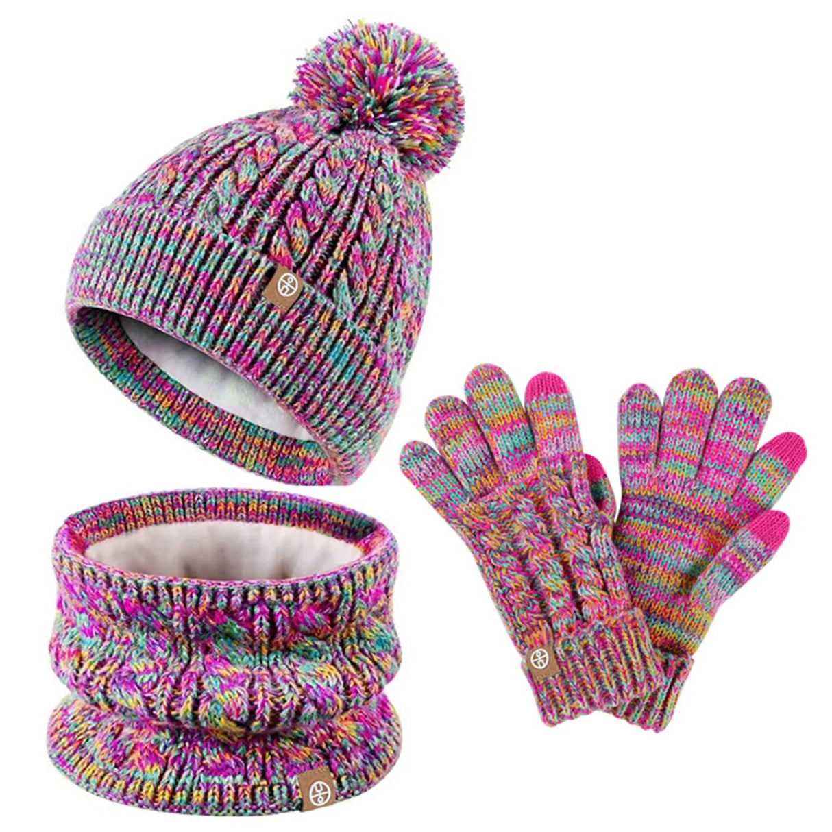 Kids Warm Hats Winter Hat Gloves Scarf Set
