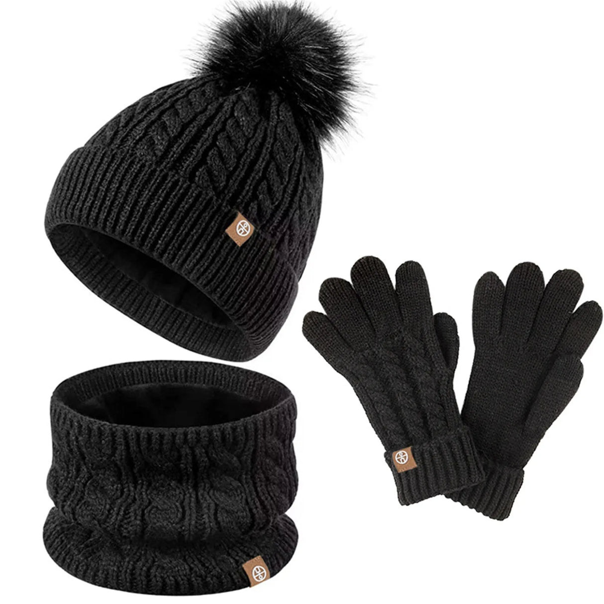 Kids Warm Hats Winter Hat Gloves Scarf Set
