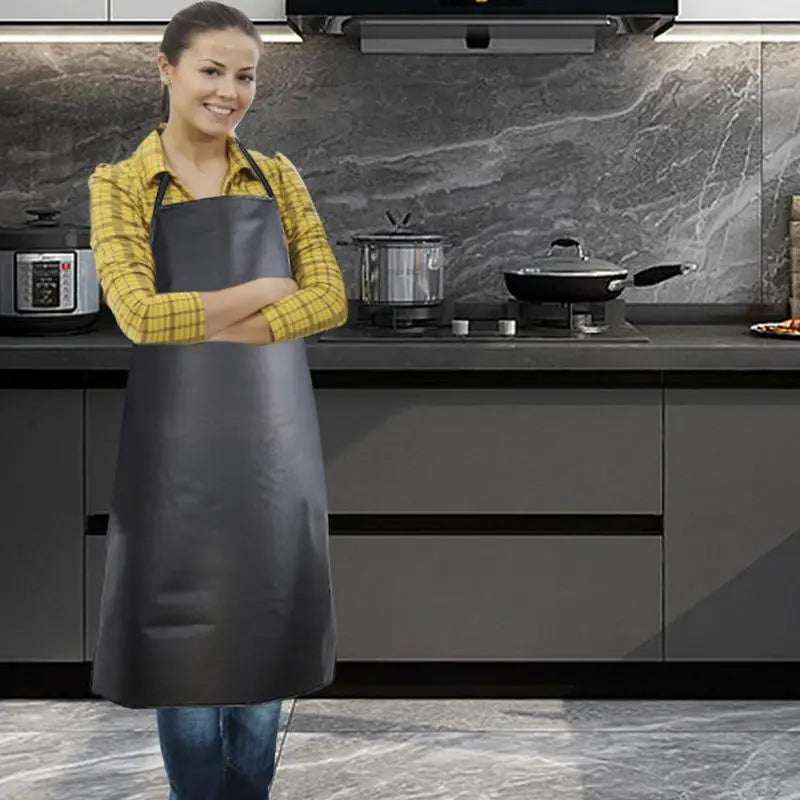 Kitchen Apron PVC Leather Waterproof Apron Anti Fouling