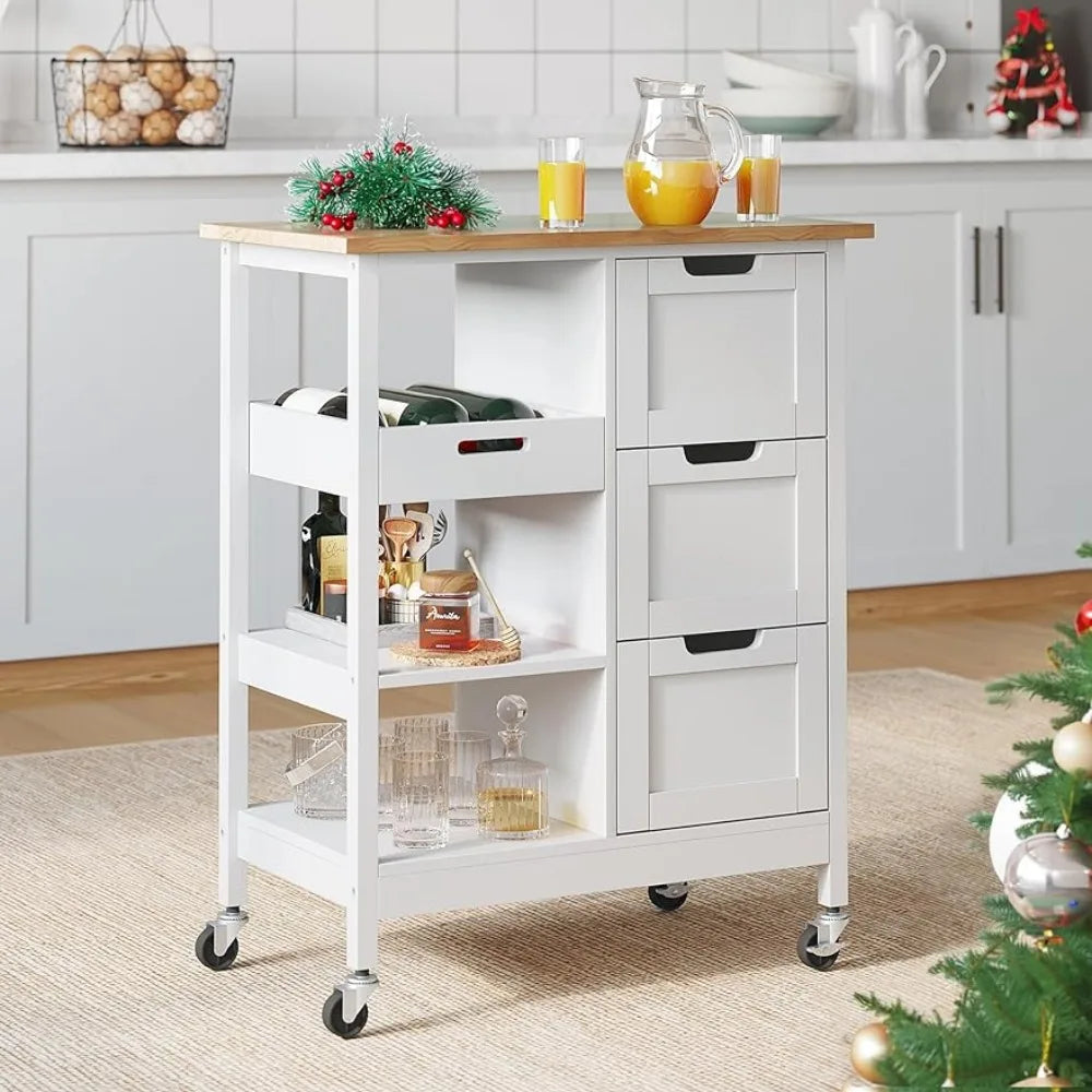 Kitchen Furniture Small Solid Wood Top Kitchen Island