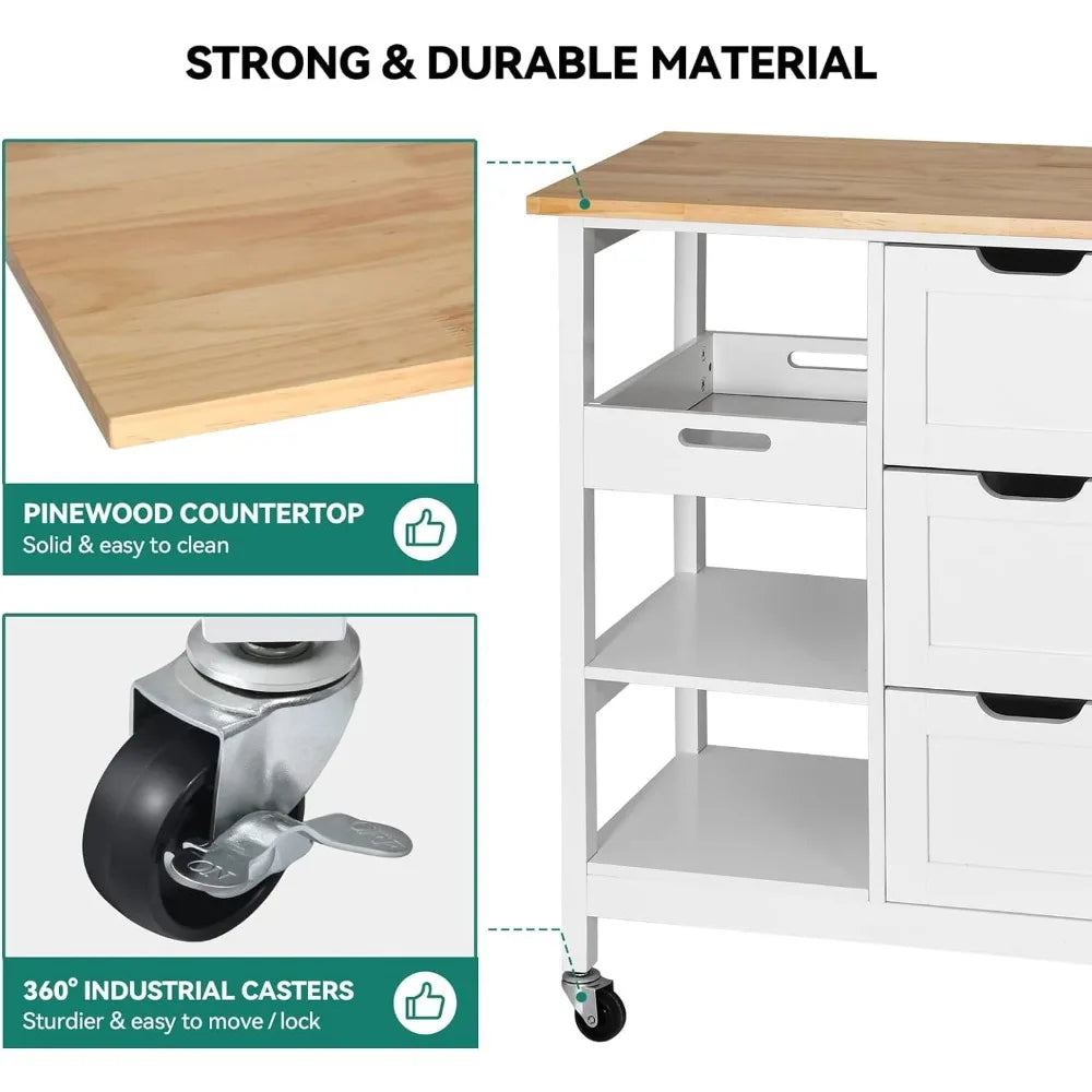 Kitchen Furniture Small Solid Wood Top Kitchen Island