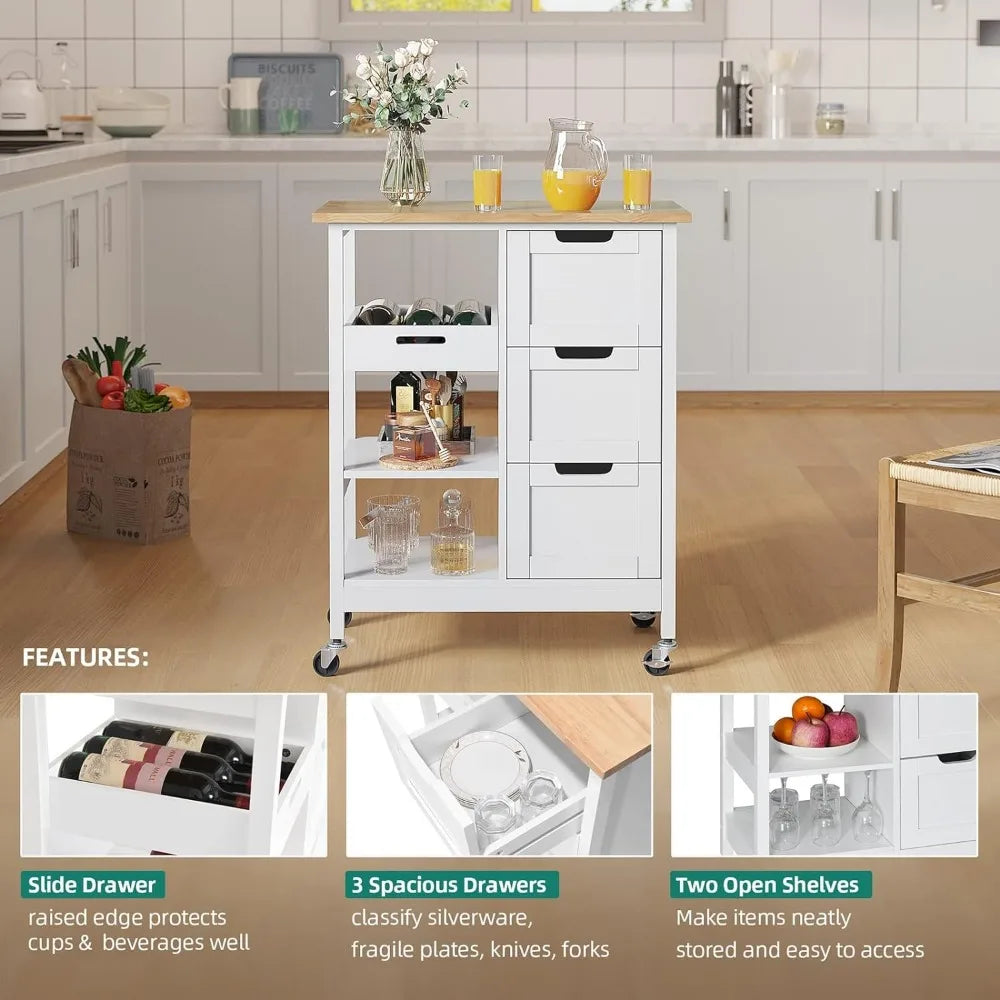 Kitchen Furniture Small Solid Wood Top Kitchen Island