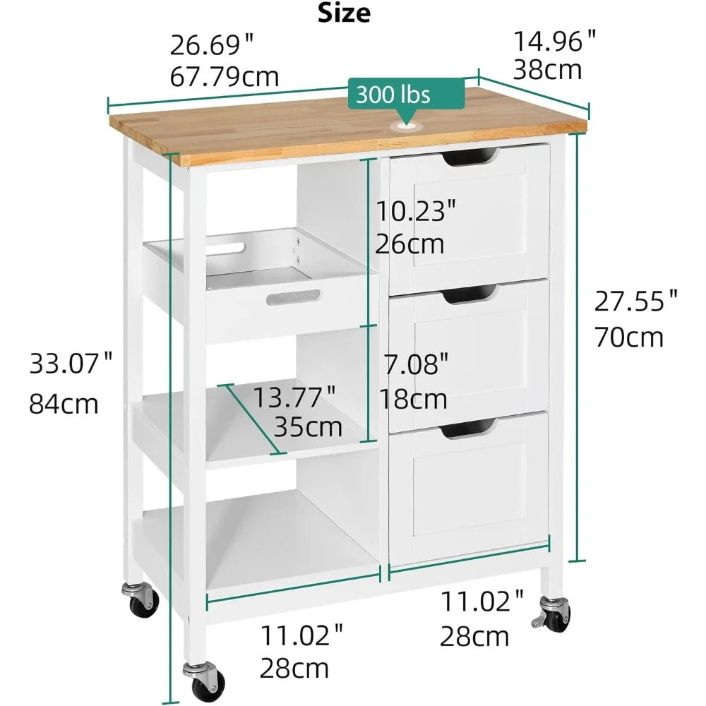 Kitchen Furniture Small Solid Wood Top Kitchen Island