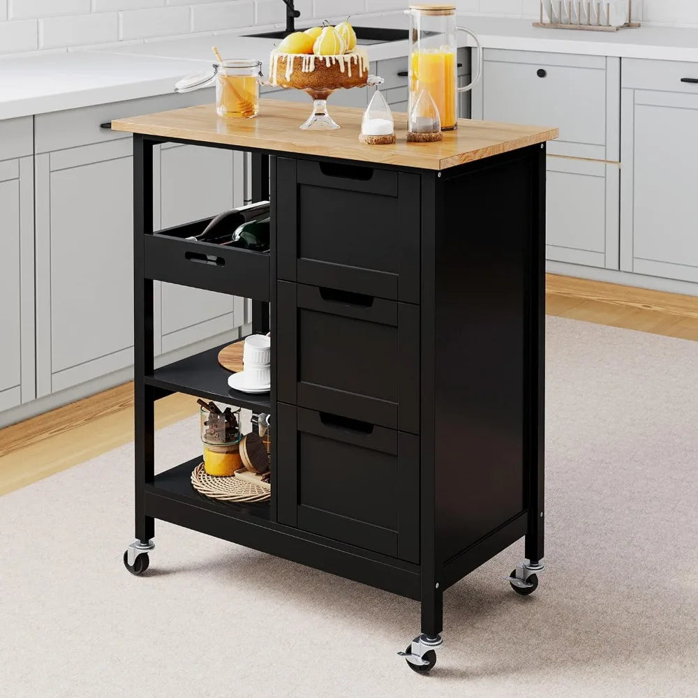 Kitchen Furniture Small Solid Wood Top Kitchen Island