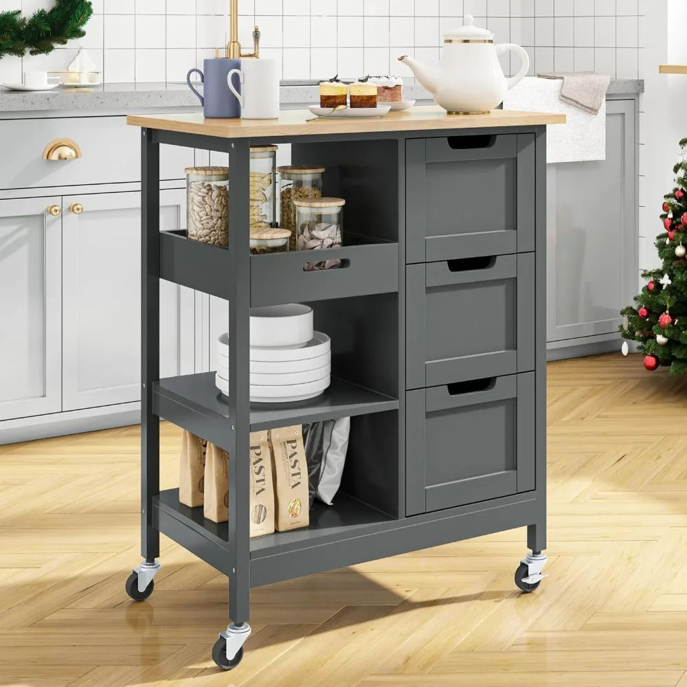 Kitchen Furniture Small Solid Wood Top Kitchen Island