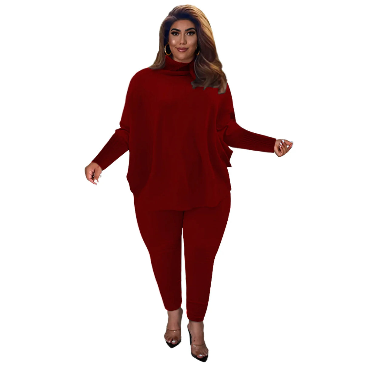 Knitted Plus Size Women 2 Piece Set Casual