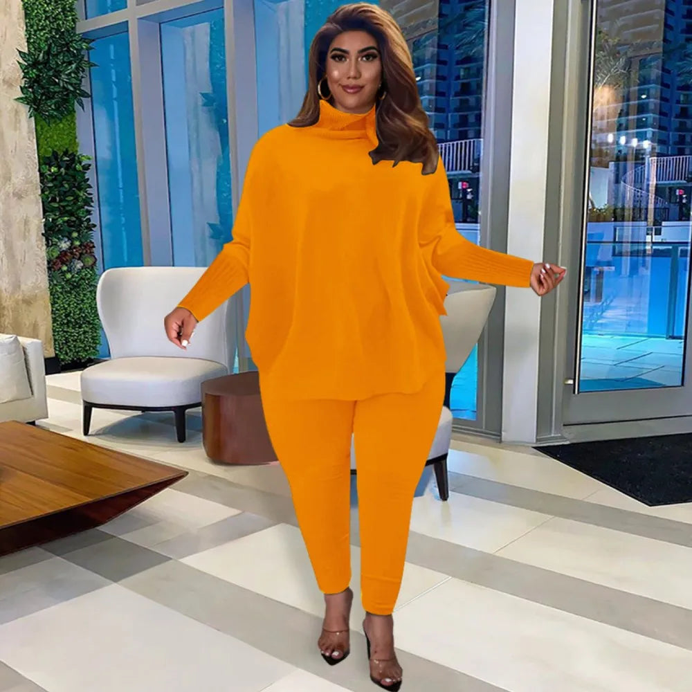 Knitted Plus Size Women 2 Piece Set Casual