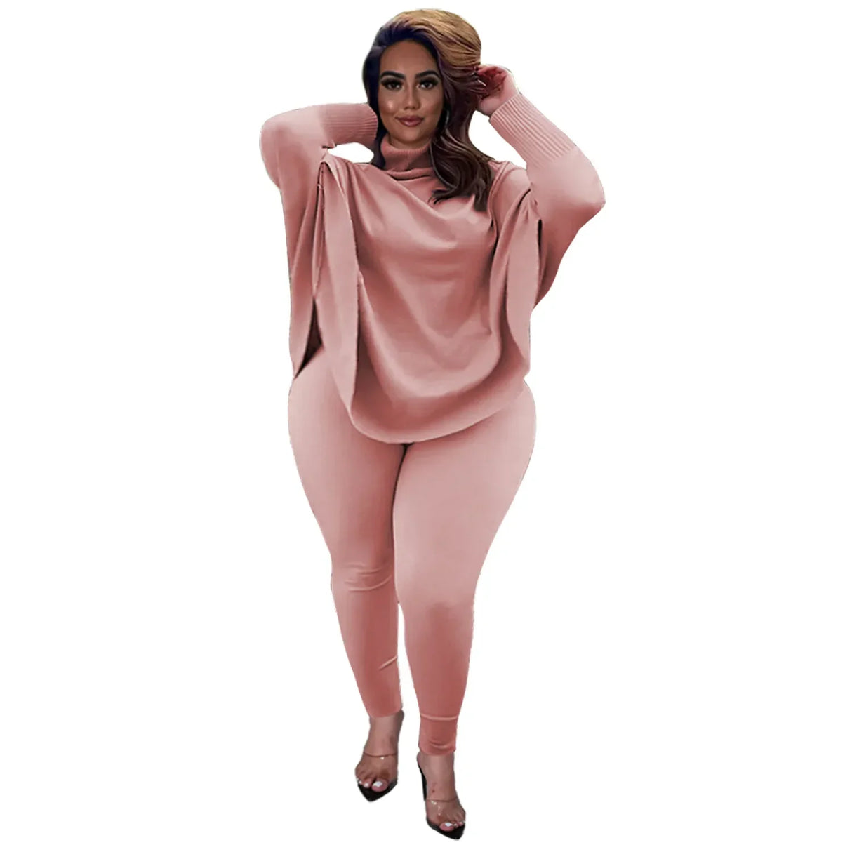 Knitted Plus Size Women 2 Piece Set Casual